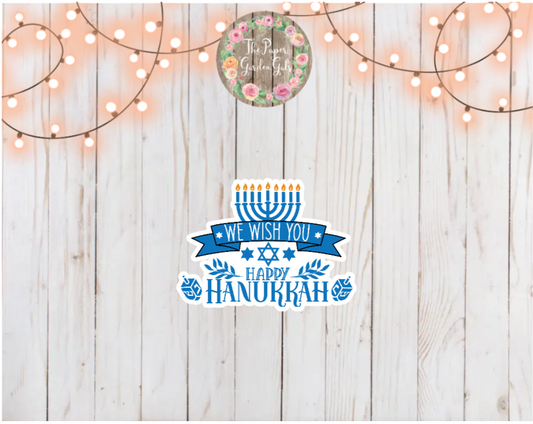 We Wish You a Happy Hanukkah Holographic Vinyl Sticker