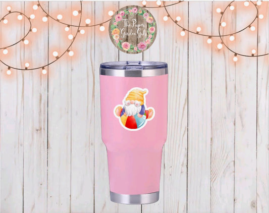 Gnome with Beach Ball Vinyl Sticker