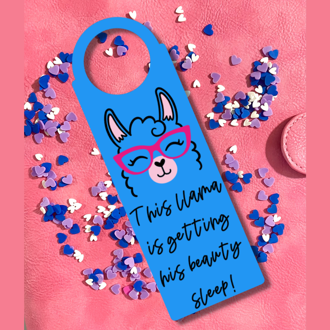 Llama Door Hanger - This llama is getting HIS beauty sleep!