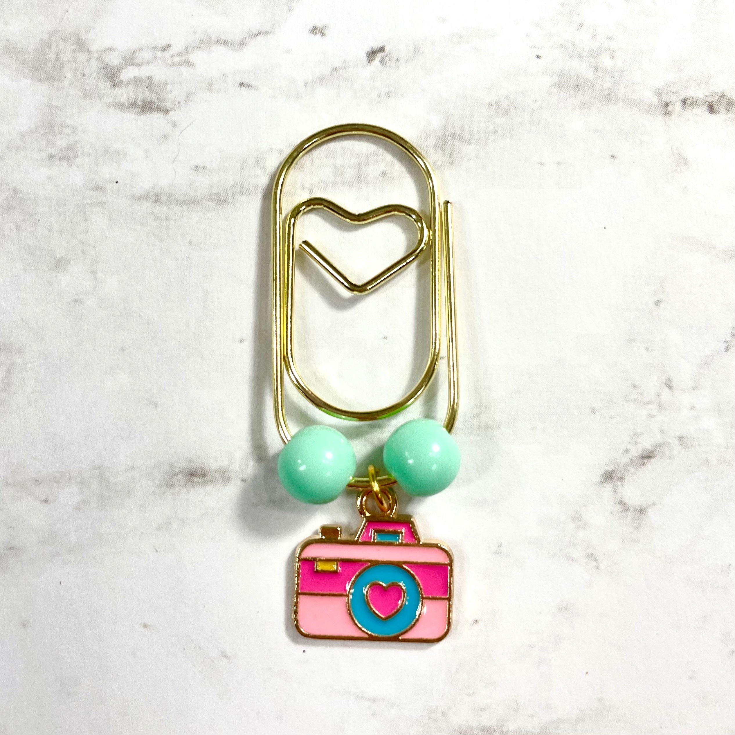 Dangle Paper Clip Charm with Camera Charm The Paper Garden Gals