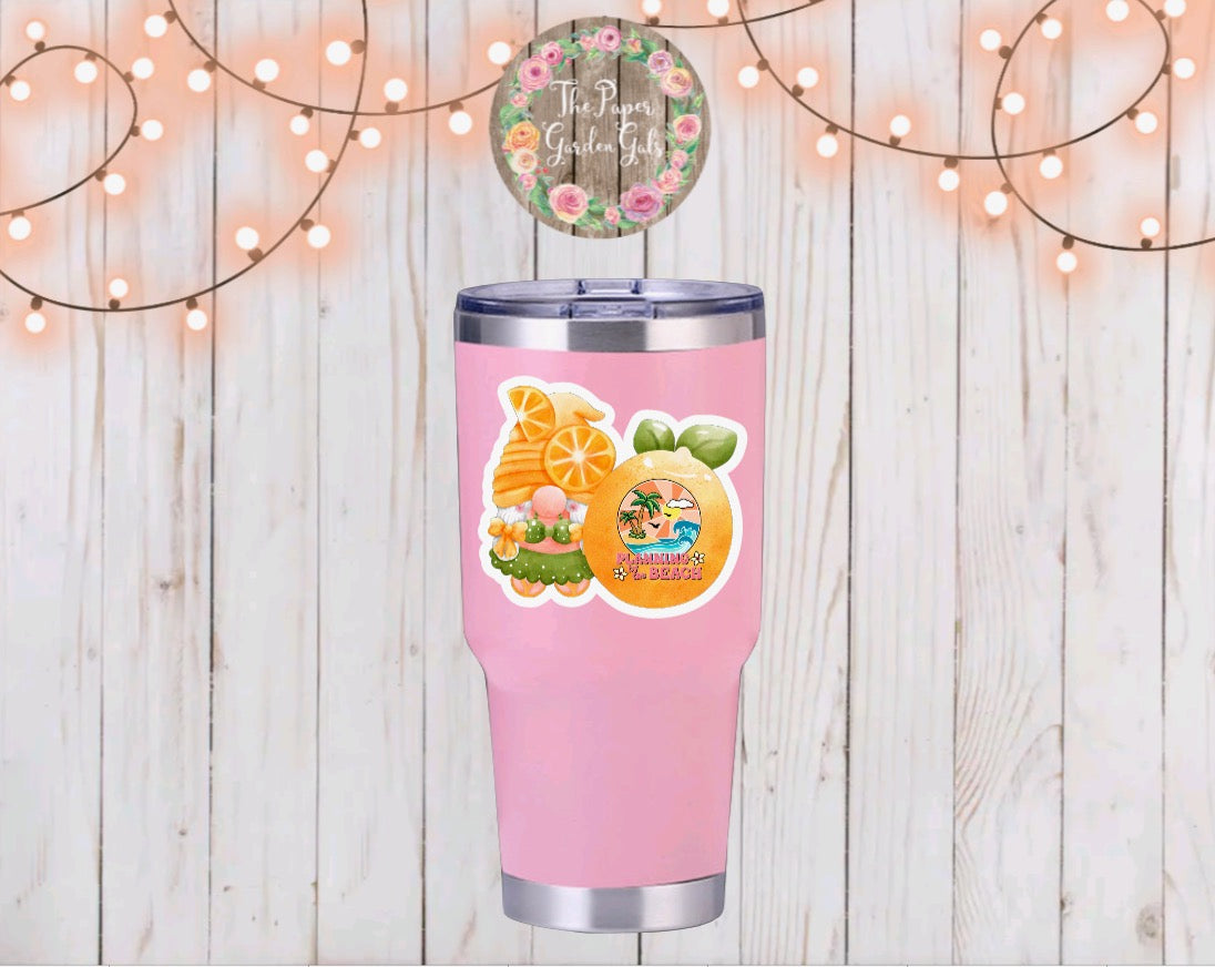 PBTB Gnome with Oranges Vinyl Sticker Planning by the Beach 2023 Style