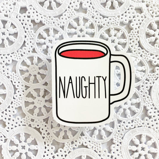 Naughty Mug Vinyl Sticker | Decal | Planners | Laptop Decal | HydroFlask | Water Bottle Sticker | Holidays