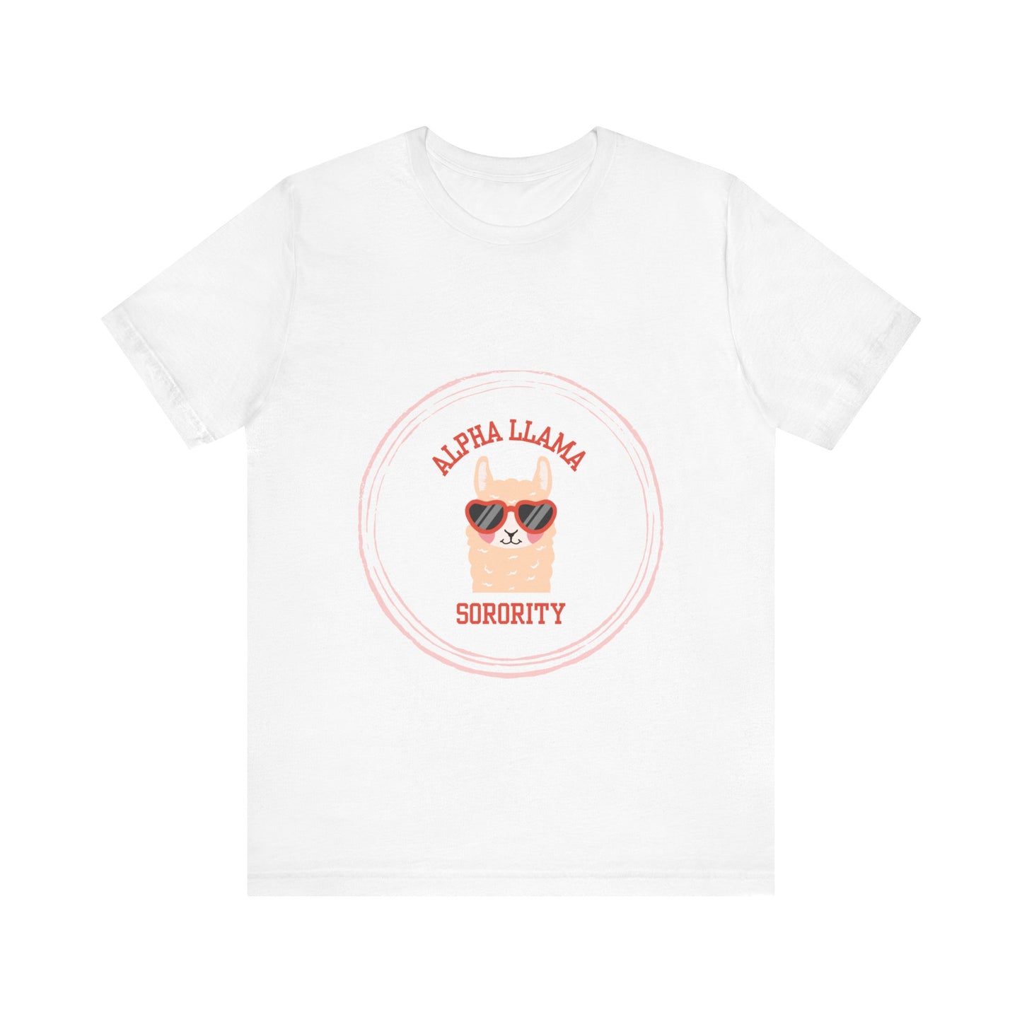 Alpha Llama Sorority (Llama with Heart Sunglasses) Unisex Jersey Short Sleeve Tee