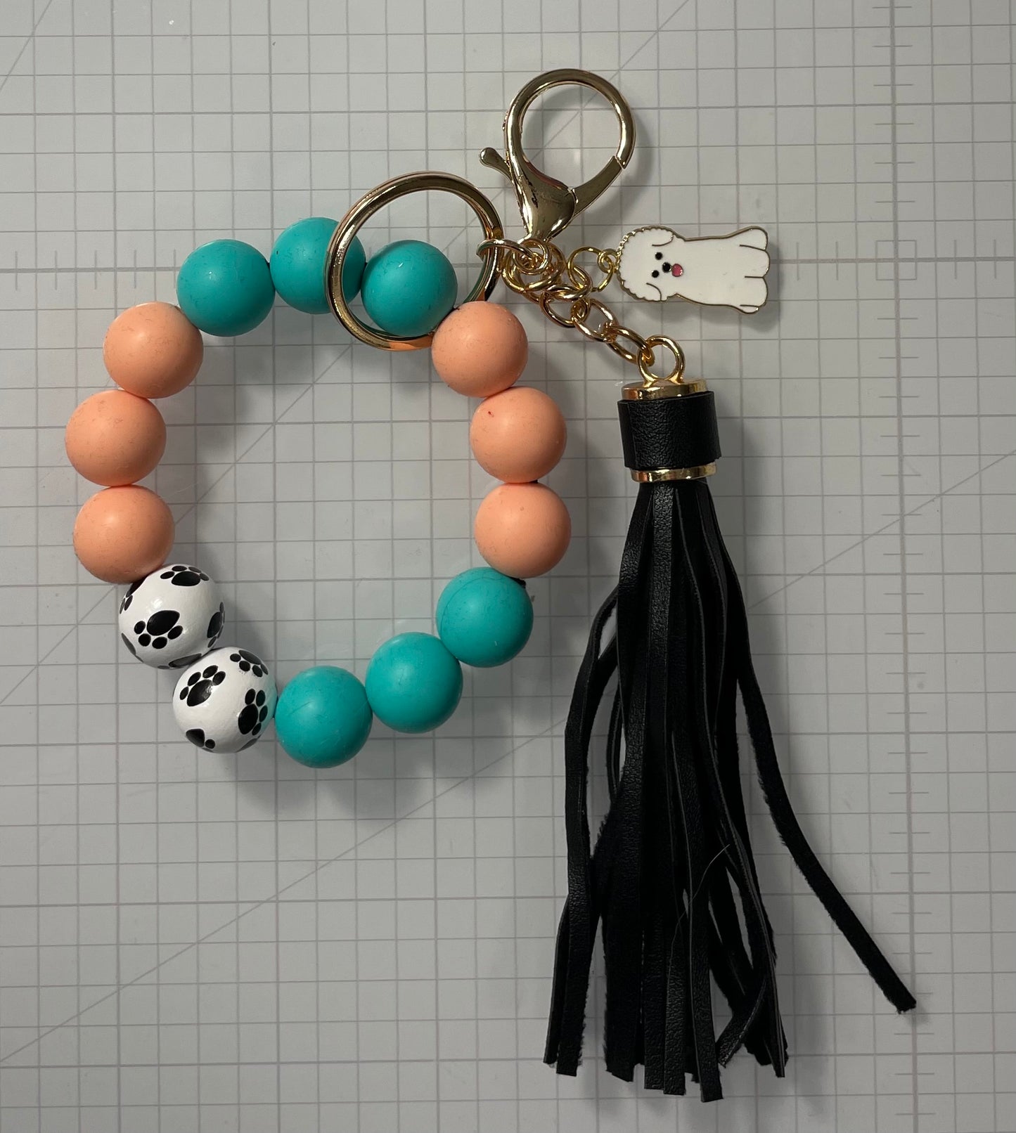 Paw Print Wristlet Keychain with Tassel