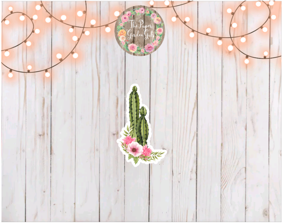 Floral Western Cactus Vinyl Holographic Sticker