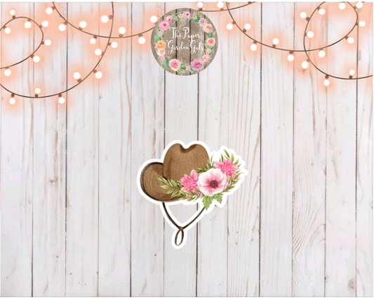 Floral Western Cowboy Hat Vinyl Holographic Sticker