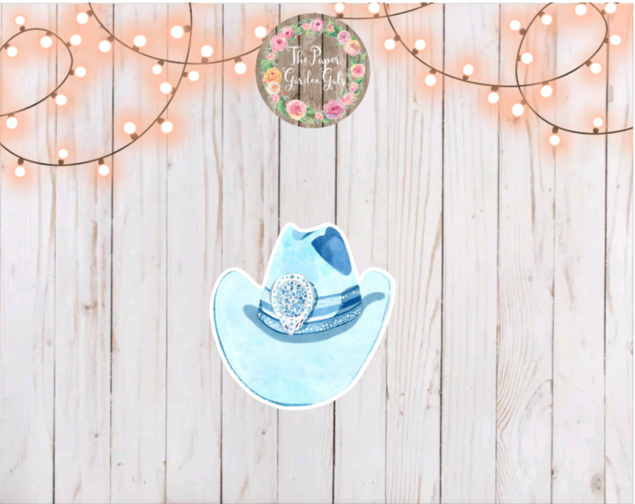 Blue Cowboy Hat Vinyl Holographic Sticker