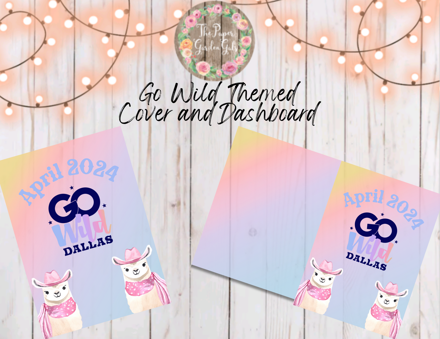 Go Wild Themed Cowgirl Llama Printable Dashboard and Cover (Digital Download)