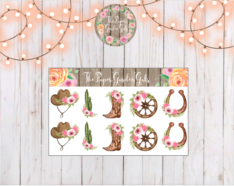 Go Wild Themed Floral Western Decorative Sticker Sheet