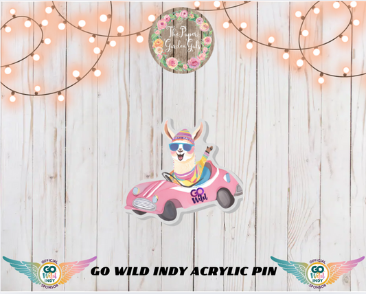 Go Wild Llama Racecar Acrylic Pin