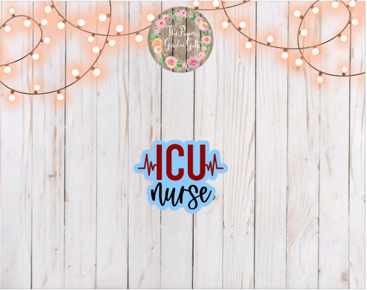 ICU Nurse (Blue Background) Vinyl Holographic Sticker