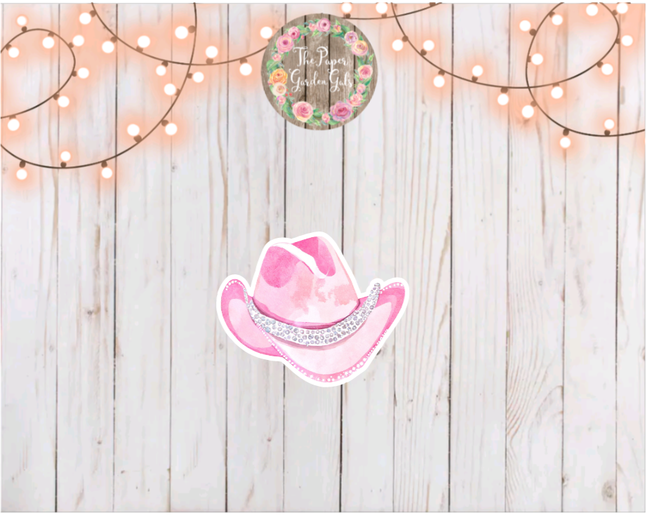 Pink Cowboy Hat Vinyl Holographic Sticker