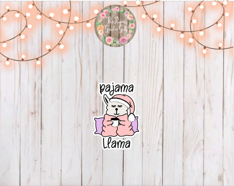 Pink Pajama Llama Vinyl Holographic Sticker