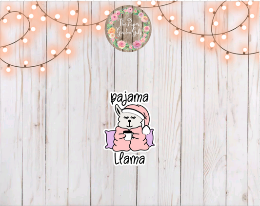 Pink Pajama Llama Vinyl Holographic Sticker