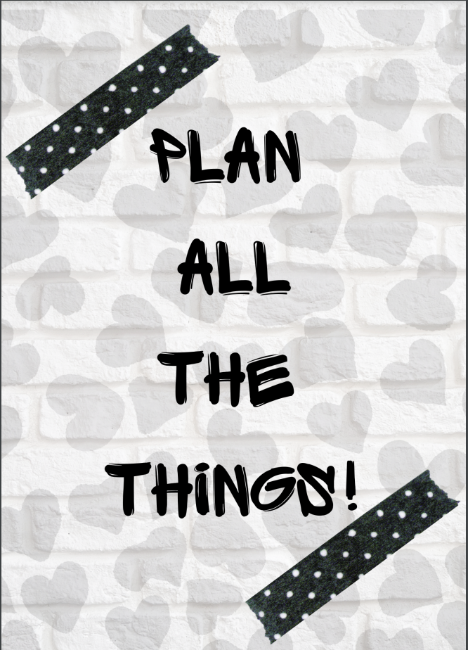 Plan All the Things Hearts and Woodgrain Background Printable Dashboard and Cover (Digital Download)