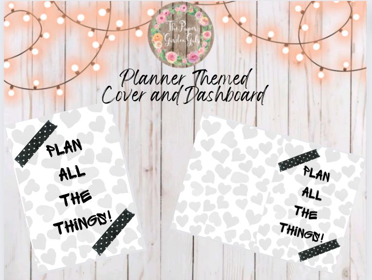 Plan All the Things Hearts Background Printable Dashboard and Cover (Digital Download)