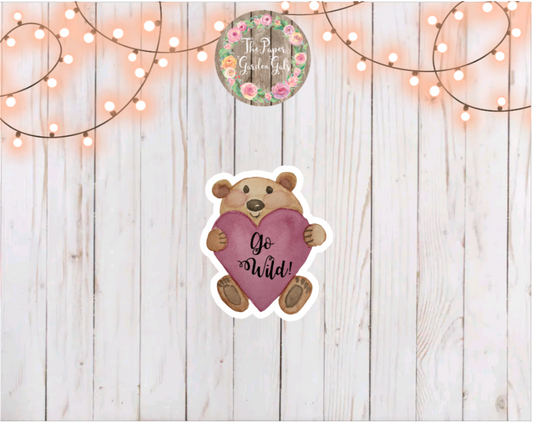 Go Wild Watercolor Bear Vinyl Holographic Sticker