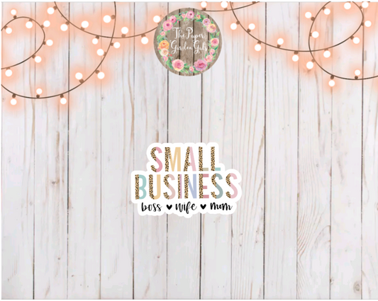 Small Business Boss Wife Mom Vinyl Holographic Sticker