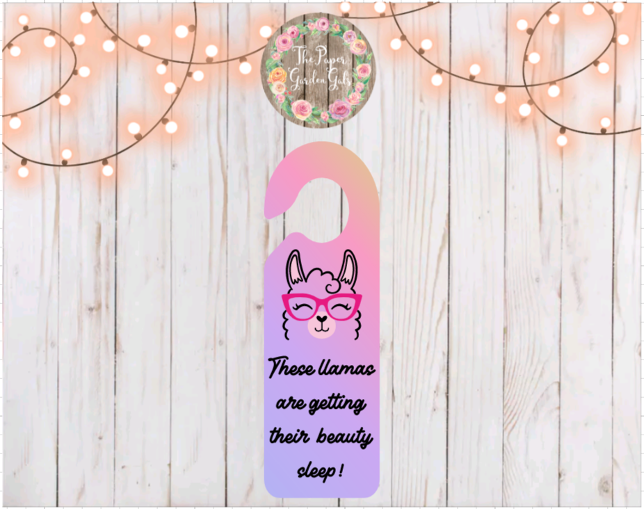 Llama Door Hanger - These llamas are getting their beauty sleep!