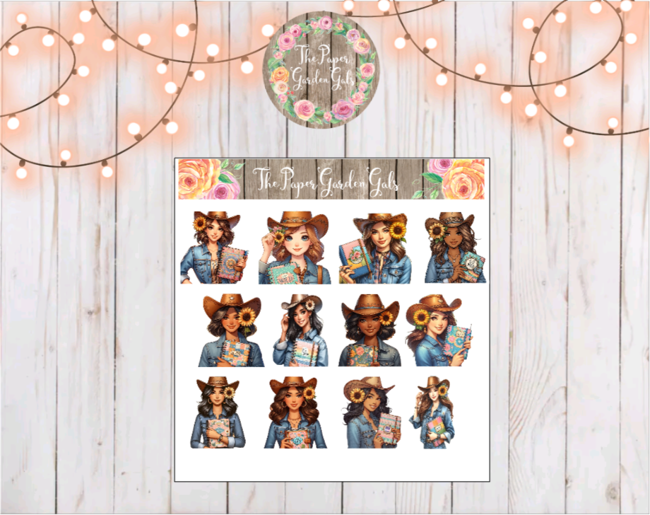 Go Wild Themed Western Girls Decorative Sticker Sheet