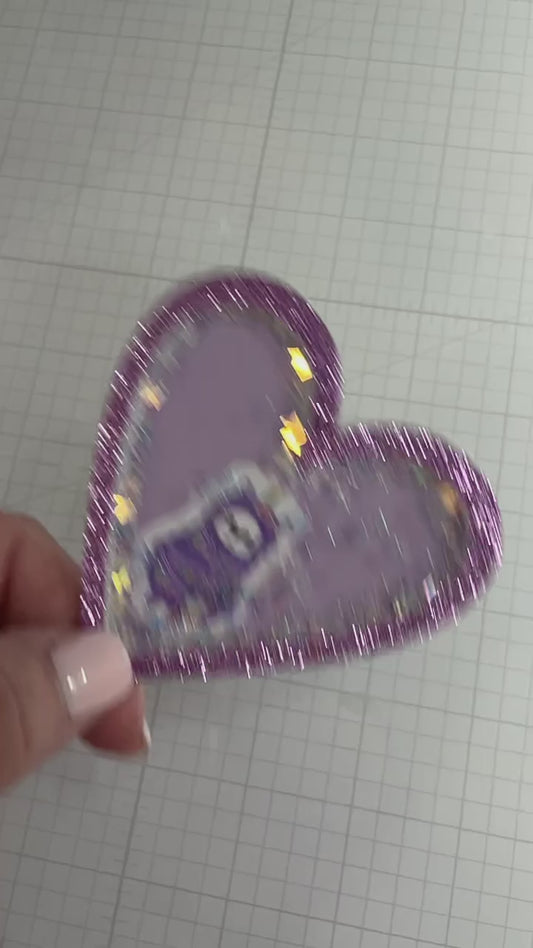 Purple Heart Shaker Embellishment with Llama