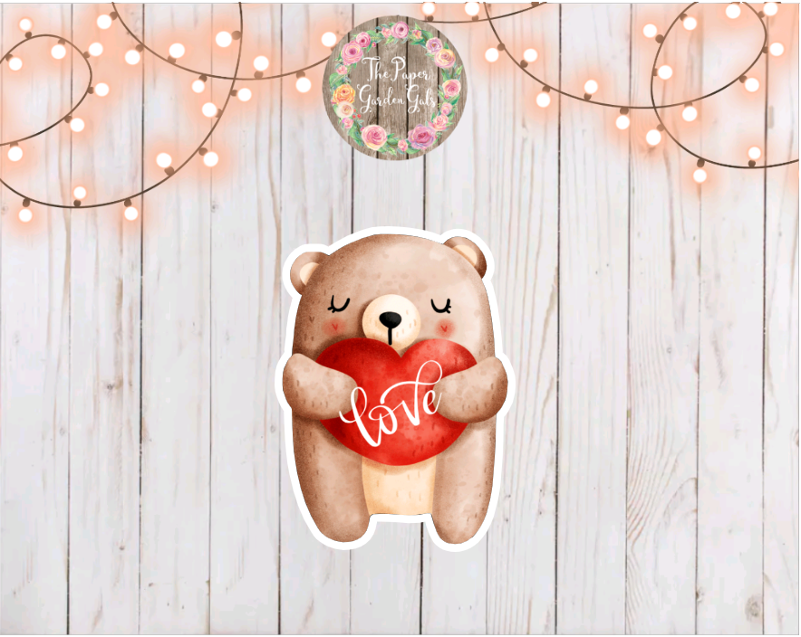 Love Bear Vinyl Holographic Sticker