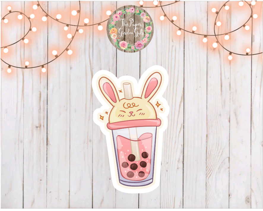 Bunny Boba Vinyl Holographic Sticker