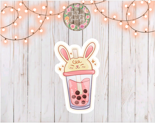 Bunny Boba Vinyl Holographic Sticker