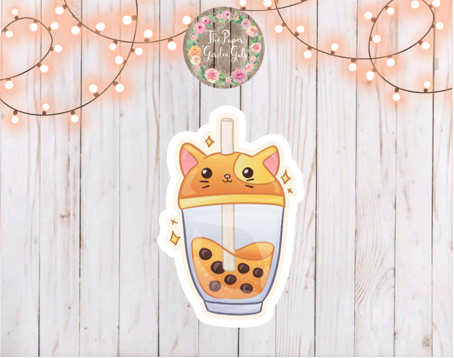 Cat Boba Vinyl Holographic Sticker