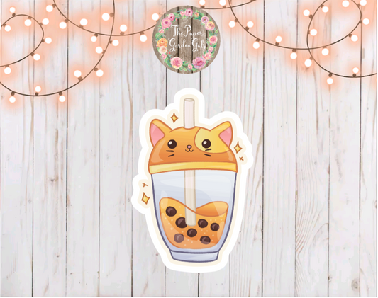 Cat Boba Vinyl Holographic Sticker