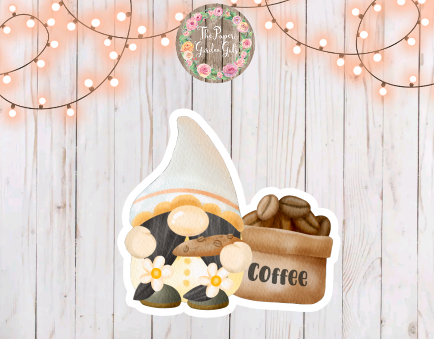 Coffee Bag Gnome Vinyl Sticker