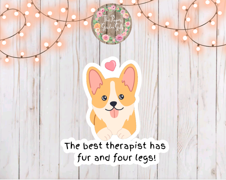 The Best Therapist...Corgi Vinyl Holographic Sticker