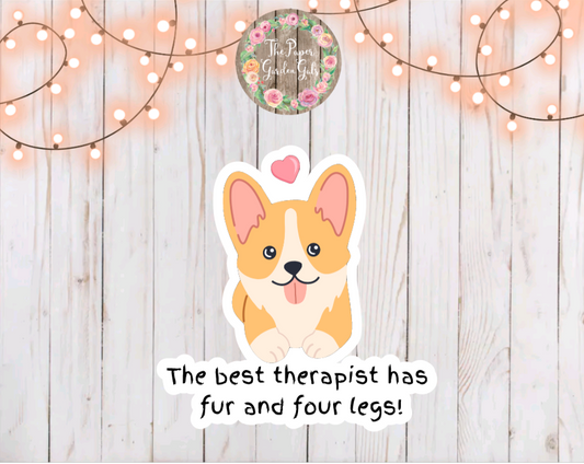 The Best Therapist...Corgi Vinyl Holographic Sticker