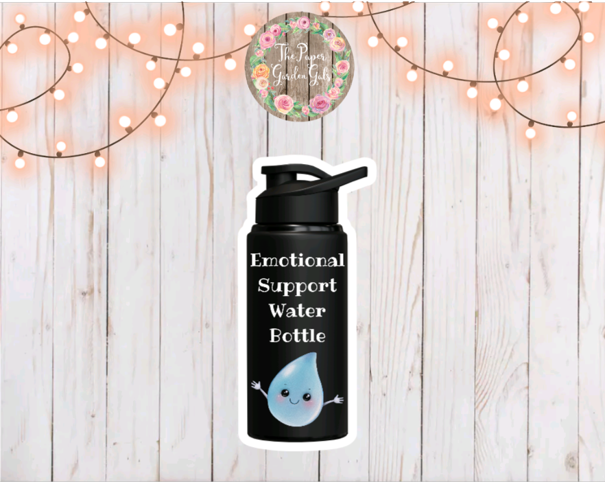 Emotional Support Water Bottle Vinyl Holographic Sticker