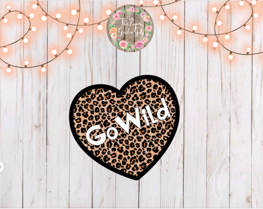 Go Wild Leopard Heart Holographic Vinyl Sticker