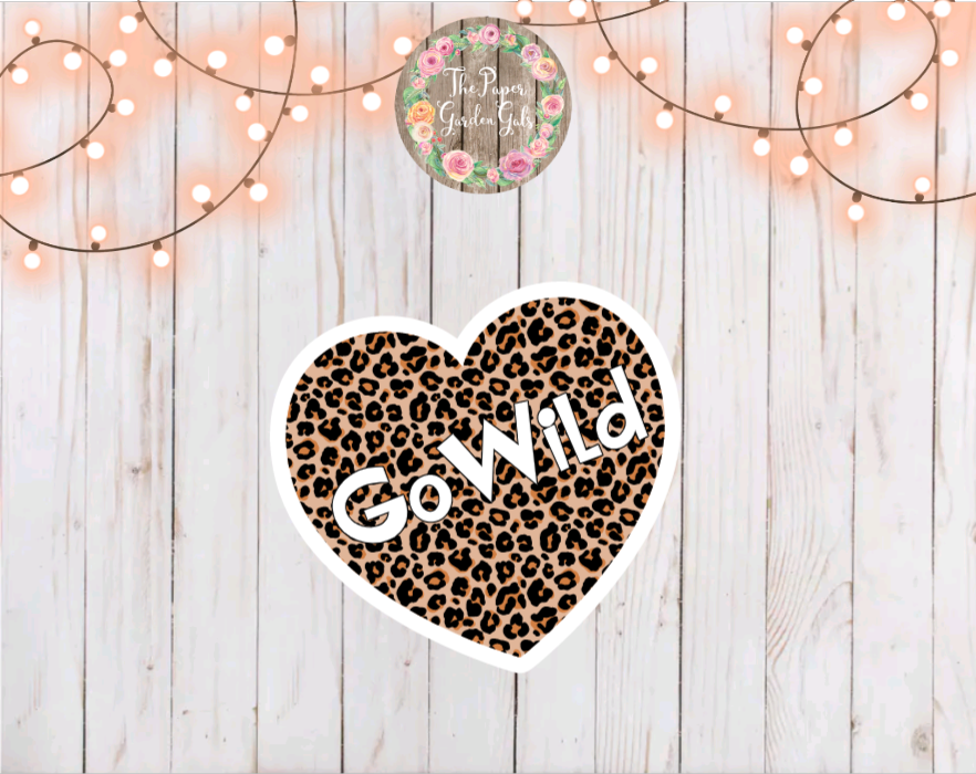 Go Wild Leopard Heart Holographic Vinyl Sticker