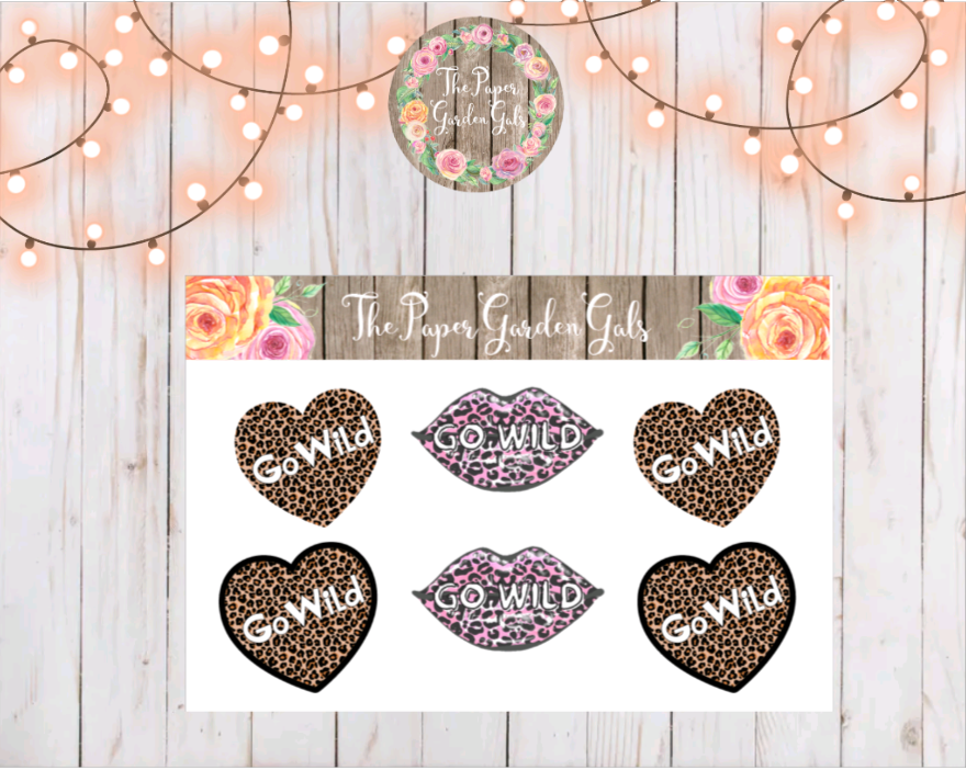 Go Wild Lips and Leopard Heart Sticker Sheet