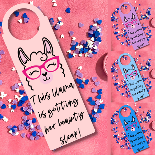 Llama Door Hanger - This llama is getting HER beauty sleep!