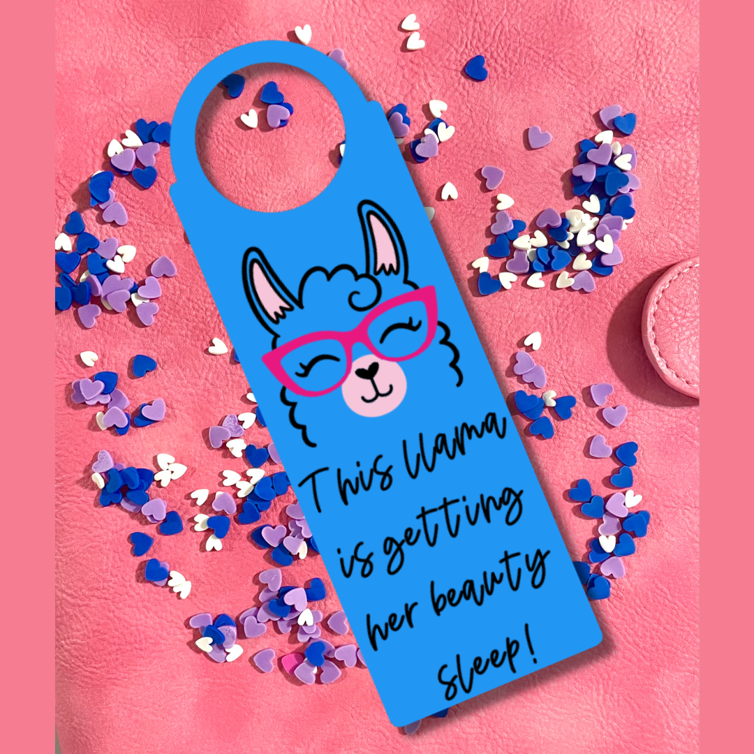 Llama Door Hanger - This llama is getting HER beauty sleep!