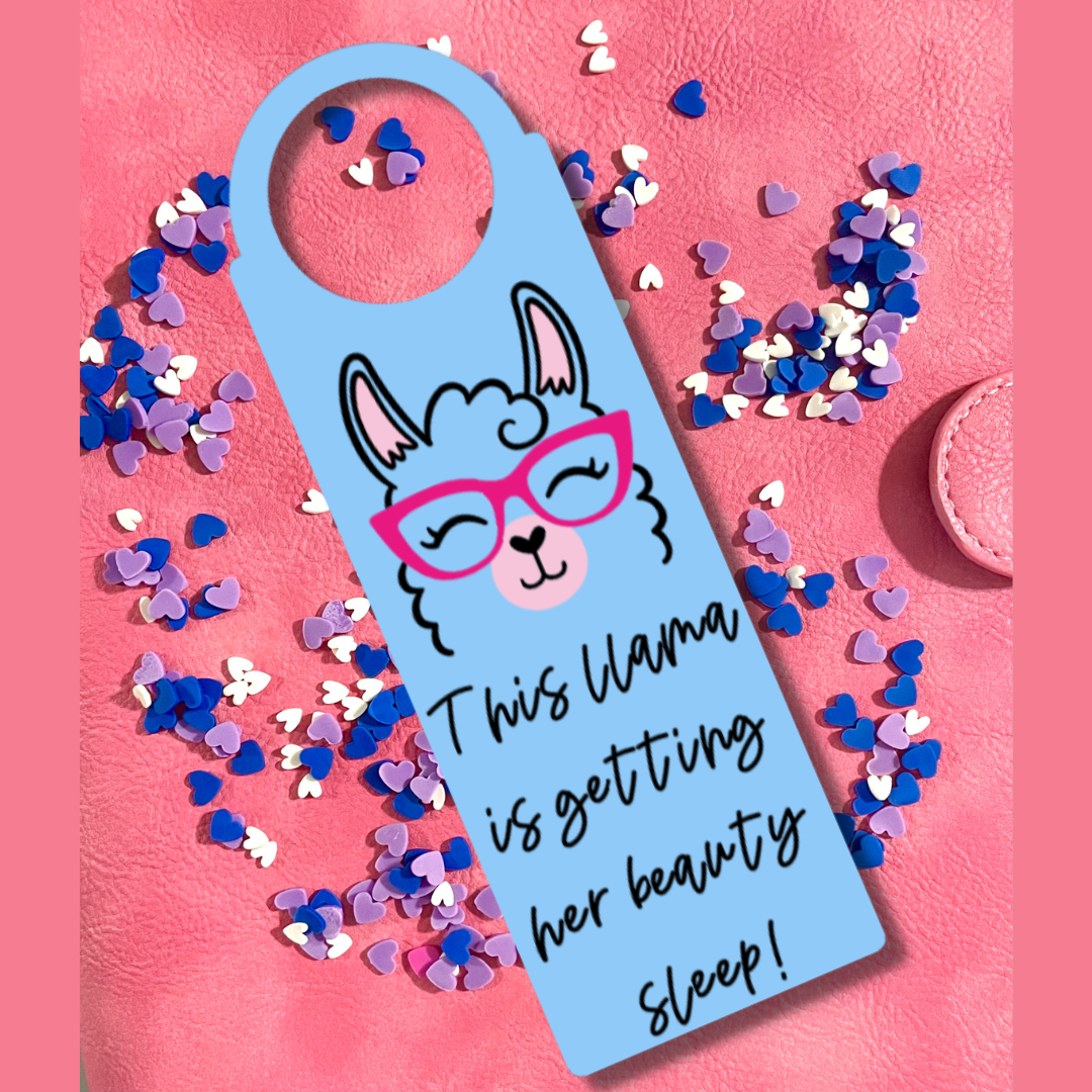 Llama Door Hanger - This llama is getting HER beauty sleep!