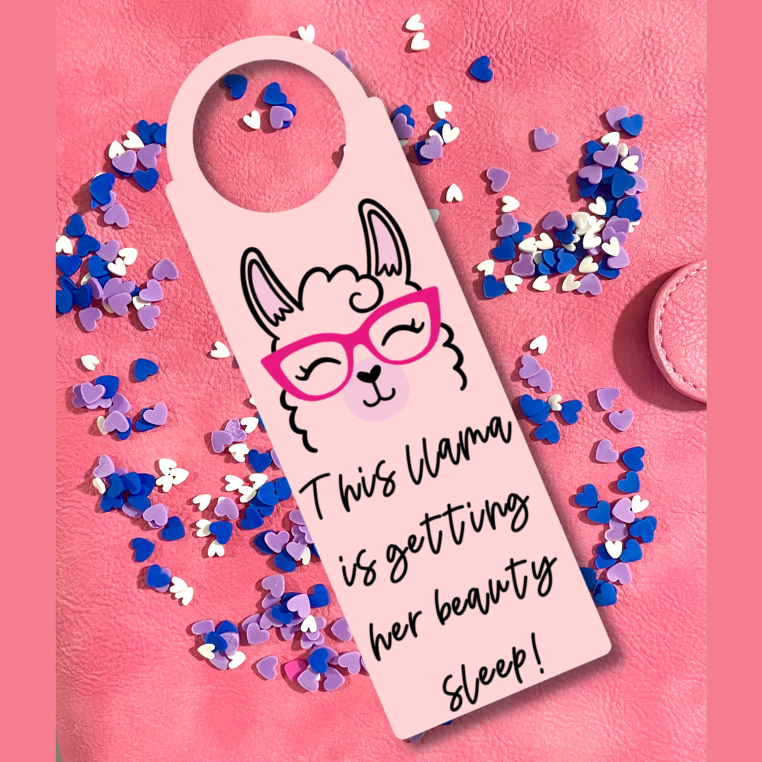 Llama Door Hanger - This llama is getting HER beauty sleep!