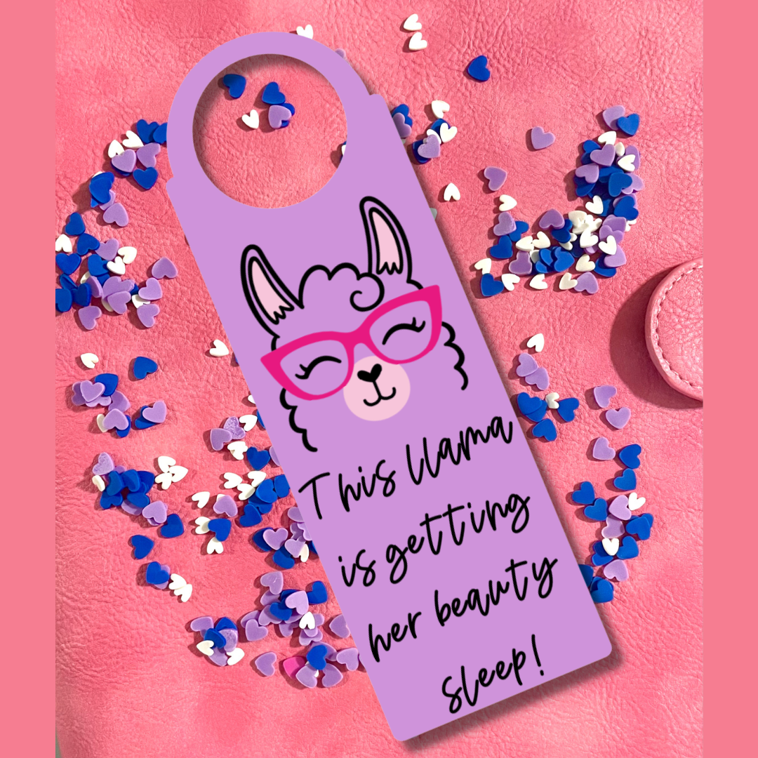 Llama Door Hanger - This llama is getting HER beauty sleep!