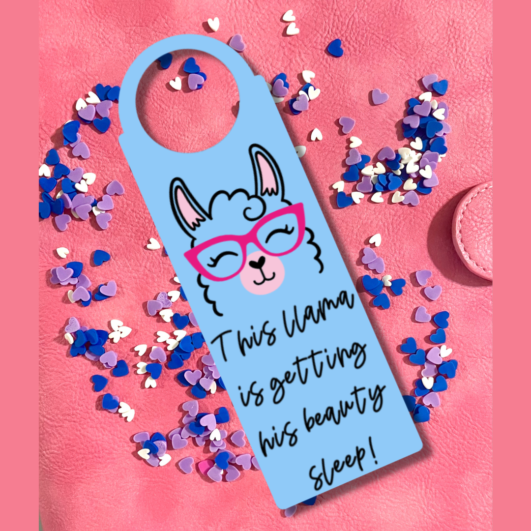 Llama Door Hanger - This llama is getting HIS beauty sleep!