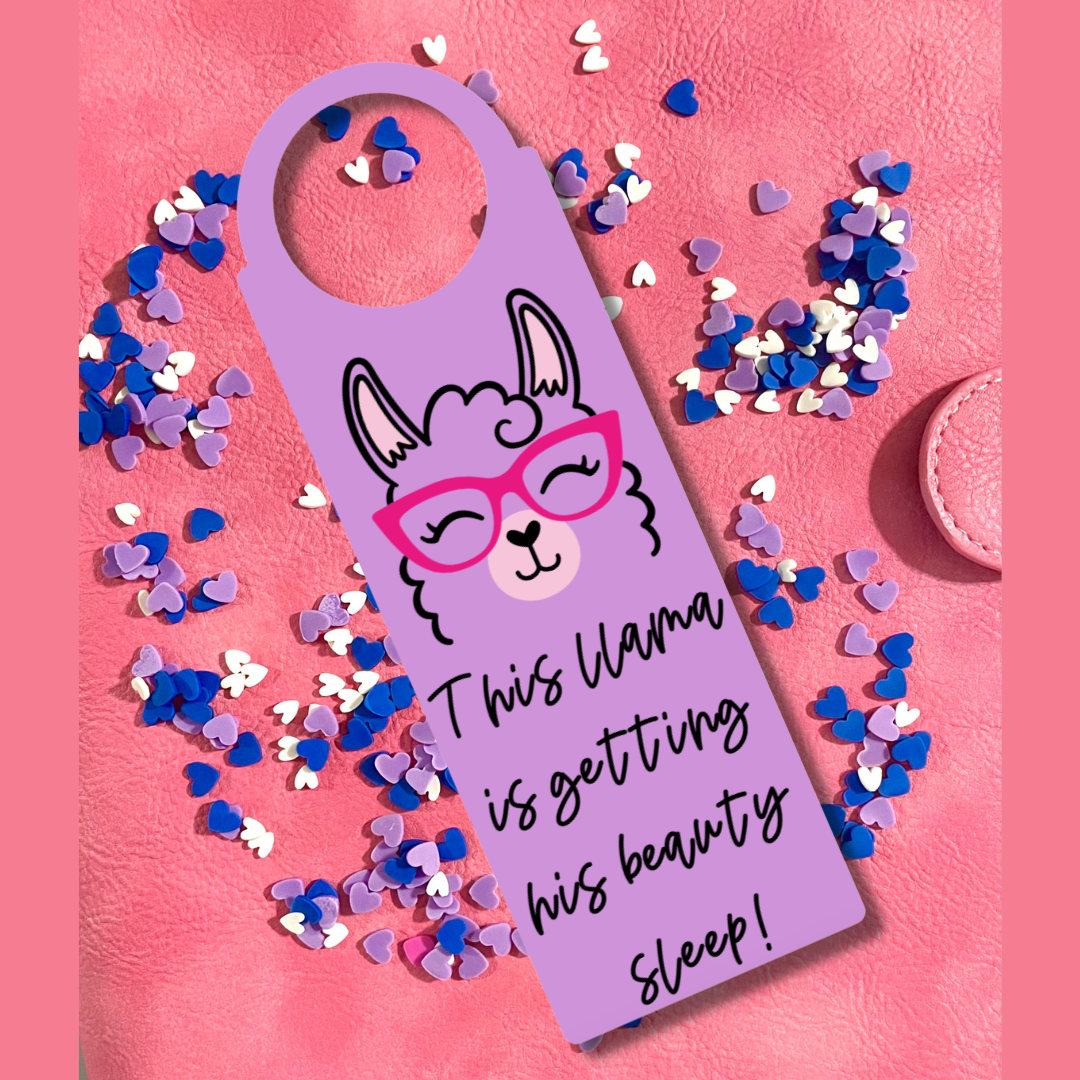 Llama Door Hanger - This llama is getting HIS beauty sleep!