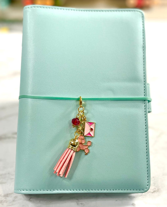 Pink Tassel Dangle Charm with Poodle and Envelope