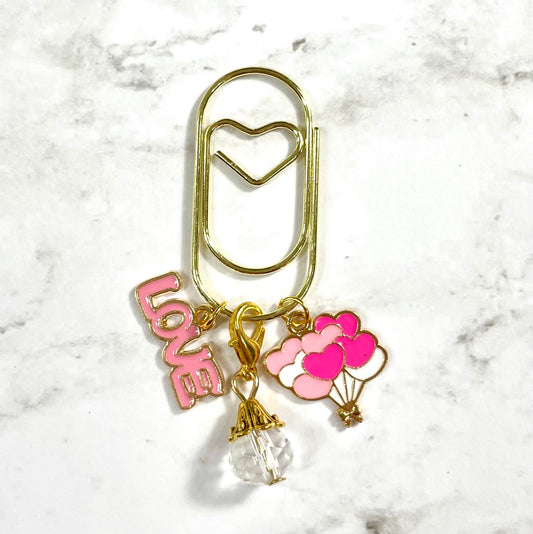 Dangle Paper Clip Charm with Love and Heart Balloon Charms