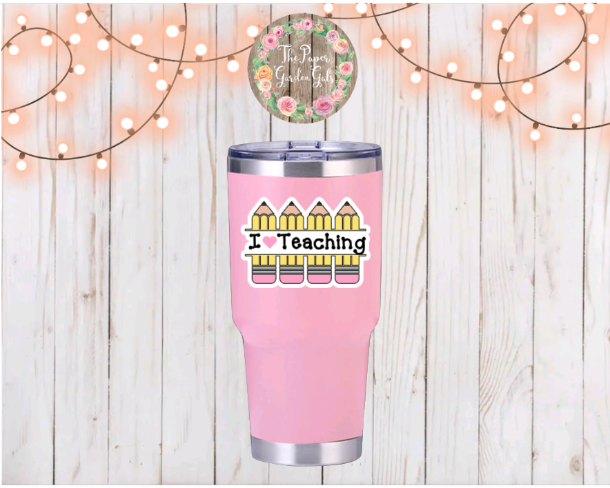 I Love Teaching Pencils Vinyl Holographic Sticker