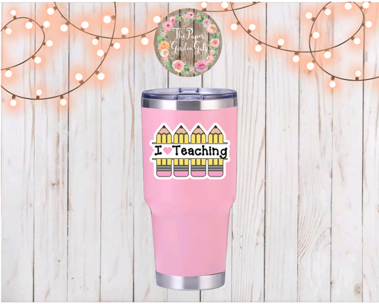 I Love Teaching Pencils Vinyl Holographic Sticker