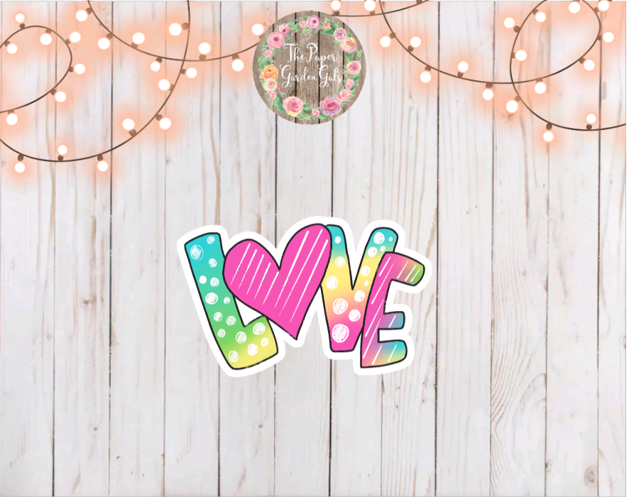 Love Rainbow Vinyl Holographic Sticker