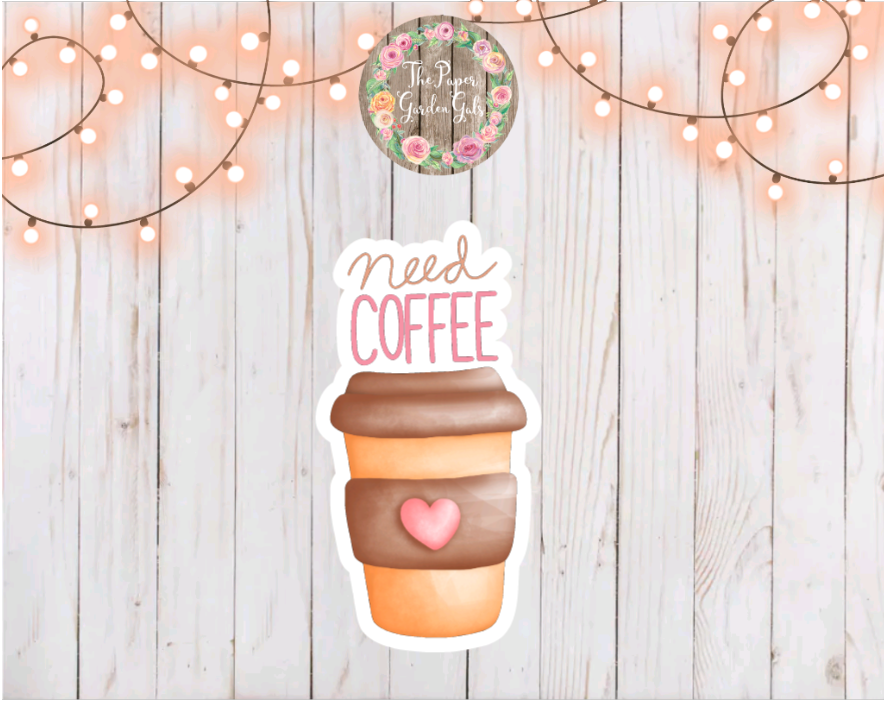 Need Coffee Vinyl Holographic Sticker